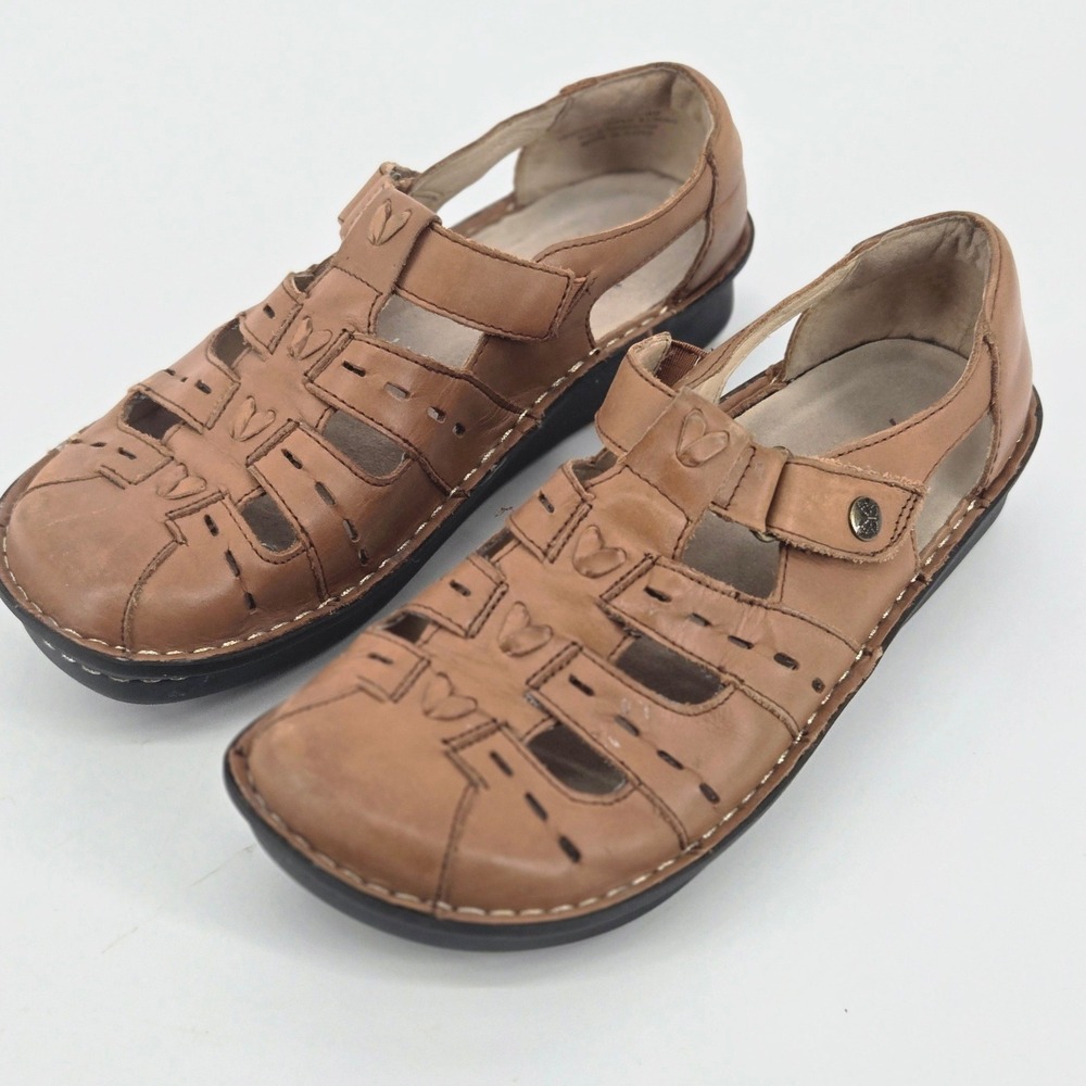Alegria Pesca Tan Leather Fisherman Cut Out Comfort Mary Jane Sandals 39 US 9